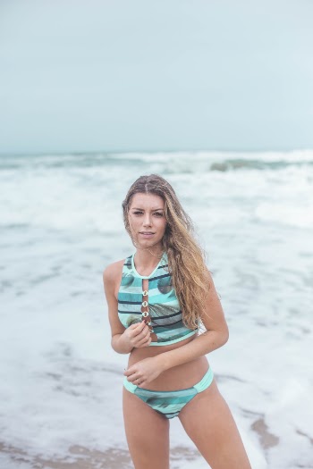 Girl Wearing Bikini By The Beach