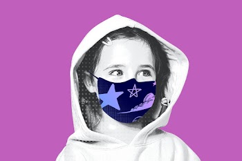 Girl wearing face mask to prevent Covid 19