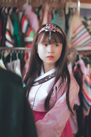 Girl Wearing Hanbok Dress