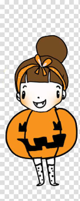Girl wearing Jack-O-lantern transparent background PNG clipart
