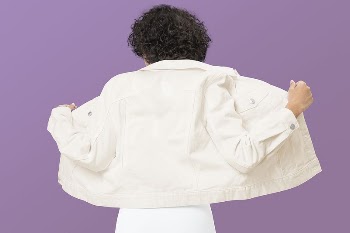 Girl wearing white denim jacket, | Free Photo - rawpixel