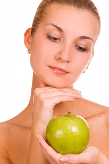 Girl with a green apple