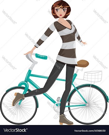 Girl with Bicycle4 vector image