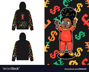 girl with blue butterfly hoodie with money sign