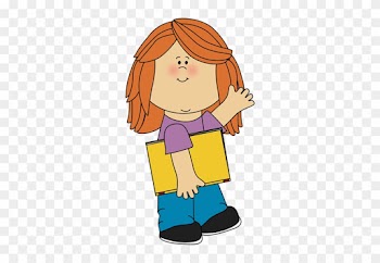 Girl With Book Waving Clip Art - Girl With Book Clipart