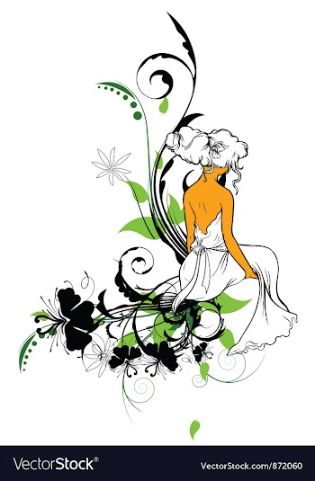Girl with floral vector image