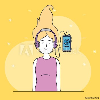 girl with headphones and smartphone to listen to music