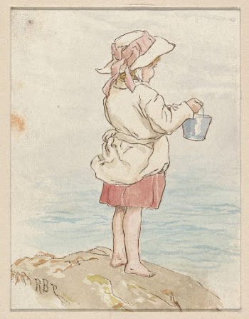 Girl with Pail Beside the Sea | Free Photo - rawpixel