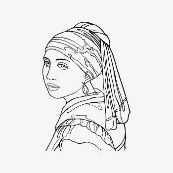 Girl with pearl earring clipart, | Free Vector Illustration - rawpixel