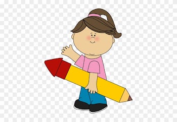 Girl With Pencil Waving - Girl Pencil Clipart