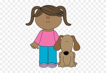 Girl With Pet Dog - Clipart Girl