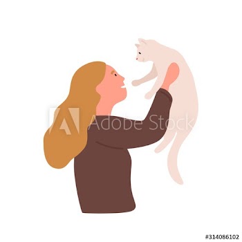 Girl with pet flat vector illustration