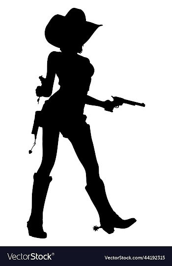girl with revolvers silhouette