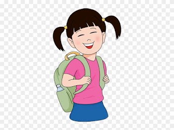 Girl With School Bag Clip Art