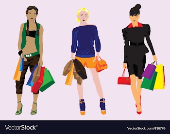  					Girl with shopping vector image														
