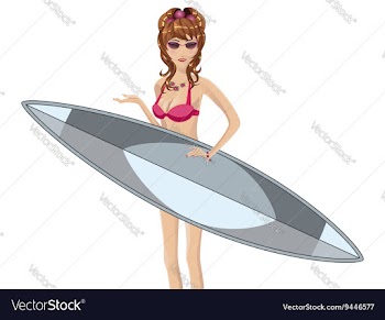 Girl with Surfing Board3 vector image