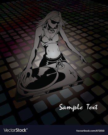 Girl with turntable vector image