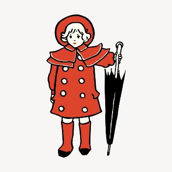 Girl with umbrella  clipart, | Free Vector - rawpixel