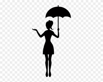 Girl With Umbrella Silhouette Png Transparent Clip - Silhouette Of A Girl With Umbrella
