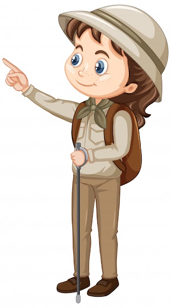 Girl with walking stick Free Vector
