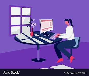 girl working in pc concept