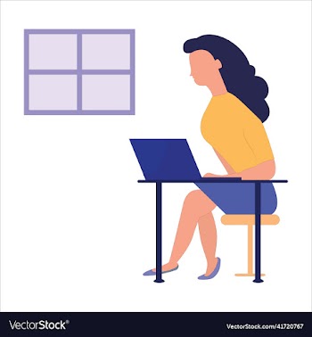 girl working on laptop concept