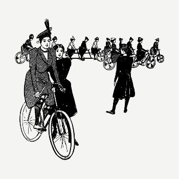 Girls biking school drawing, illustration | Free PSD - rawpixel