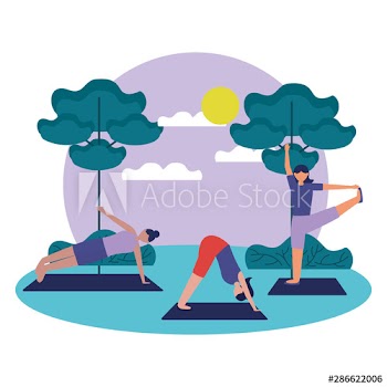 Girls doing yoga pose vector design