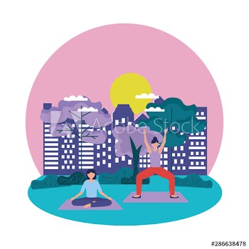 Girls doing yoga pose vector design