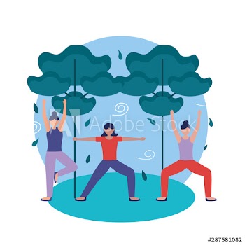 Girls doing yoga pose vector design