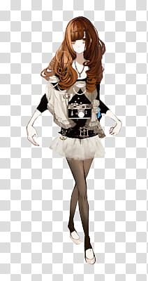 Girls, girl in black and white mini skirt anime character transparent background PNG clipart