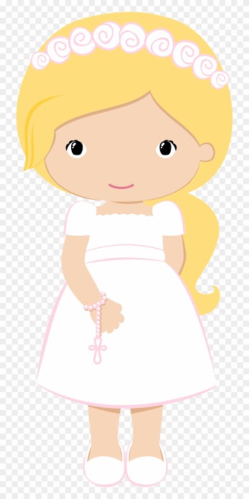 Girls In Pink For Their First Communion - Communion Girl Clip Art