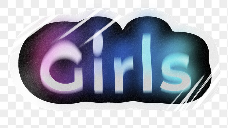 Girls png word sticker, neon | Free PNG - rawpixel
