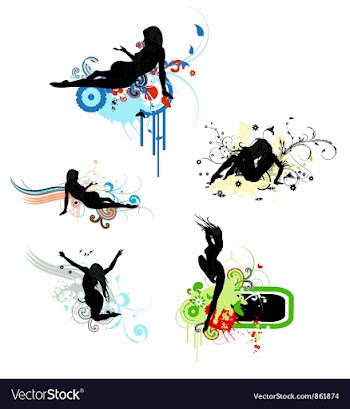 Girls with floral set vector image
