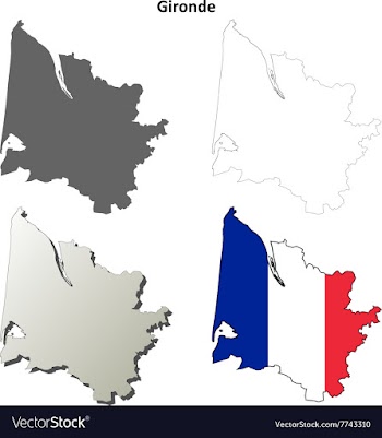Gironde Aquitaine outline map set vector image