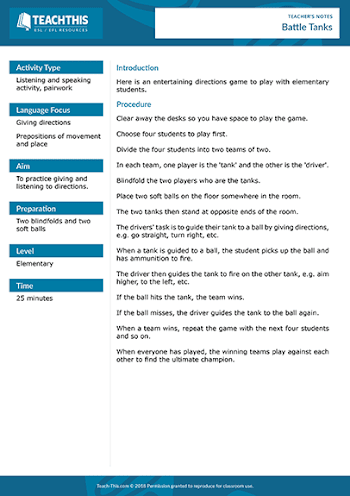 Giving Directions ESL Activities Games Worksheets