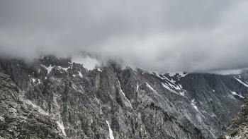 glacier mountain under white clouds nature photography