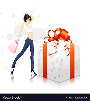 Glamour girl with gift box vector image