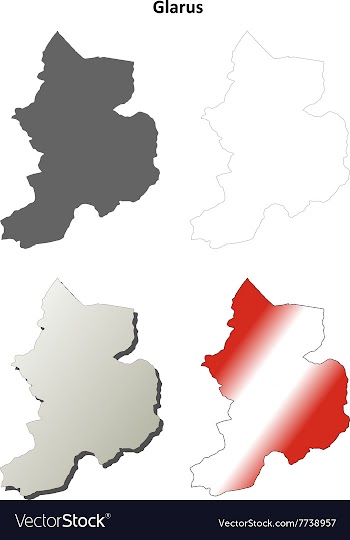 Glarus blank detailed outline map set vector image