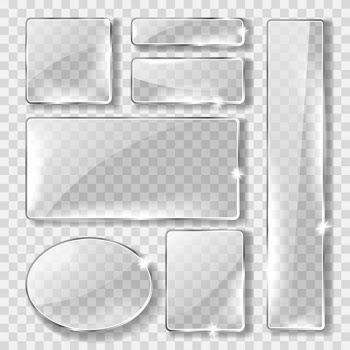 Glass banner or plate, realistic set Free Vector