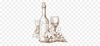 Glass bottle - Vector sketch of red wine 