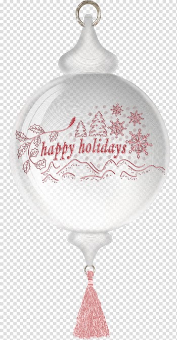 Glass Christmas balls, Happy Holidays bauble transparent background PNG clipart