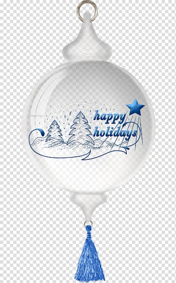 Glass Christmas balls, Happy Holidays bauble transparent background PNG clipart