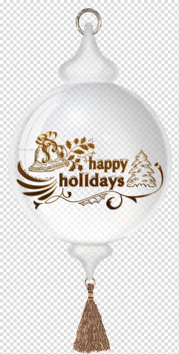 Glass Christmas balls, happy holidays signage transparent background PNG clipart
