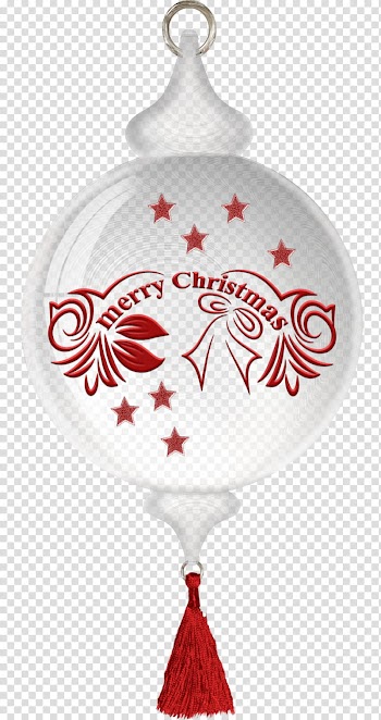 Glass Christmas balls, white and red merry Christmas bauble illustration transparent background PNG clipart