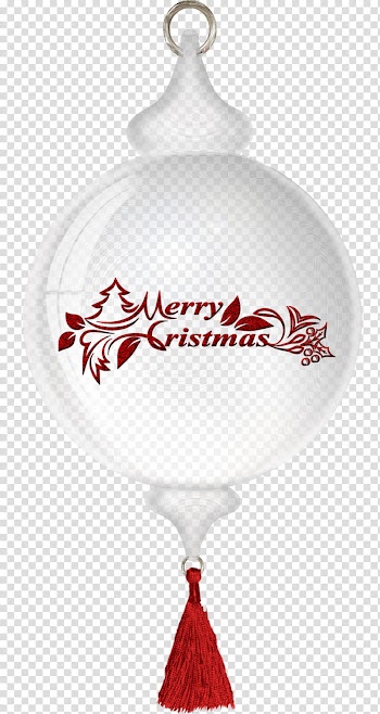 Glass Christmas balls, white and red Merry Christmas-printed glass bauble transparent background PNG clipart