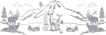 Glass etching stencil of Mountain Scene with Deer and Elk. In ...