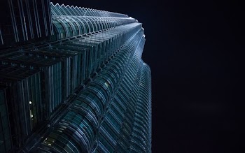 glass high-rise building worm eye view