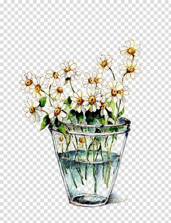 Glass Illustration, Hand-painted glass flowers transparent background PNG clipart