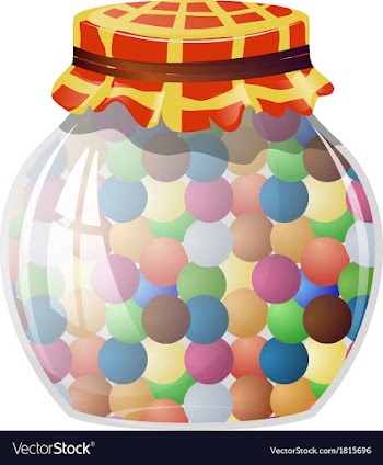 Glass jar with round sweets vector image